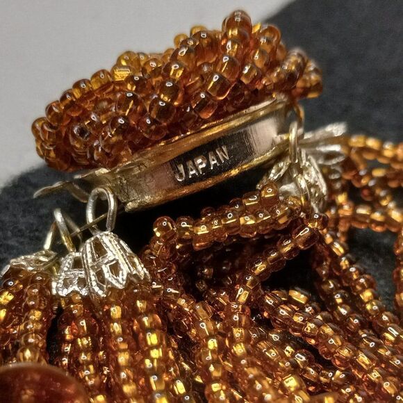 Vintage Multi strand Beaded Yellow and Golden Amber Necklace Cottagecore Grandma - Picture 3 of 8